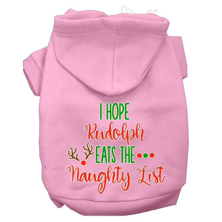 Hope Rudolph Eats Naughty List Screen Print Dog Hoodie Light Pink XS